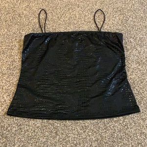 shein black snake skin tank